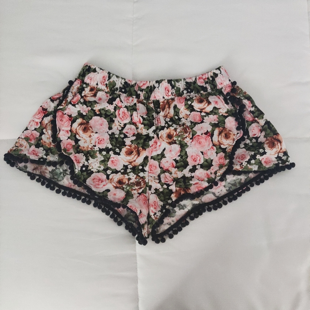 Floral Pom Pom Shorts